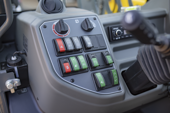 The colour coding of the switches makes it easier to find different functions.